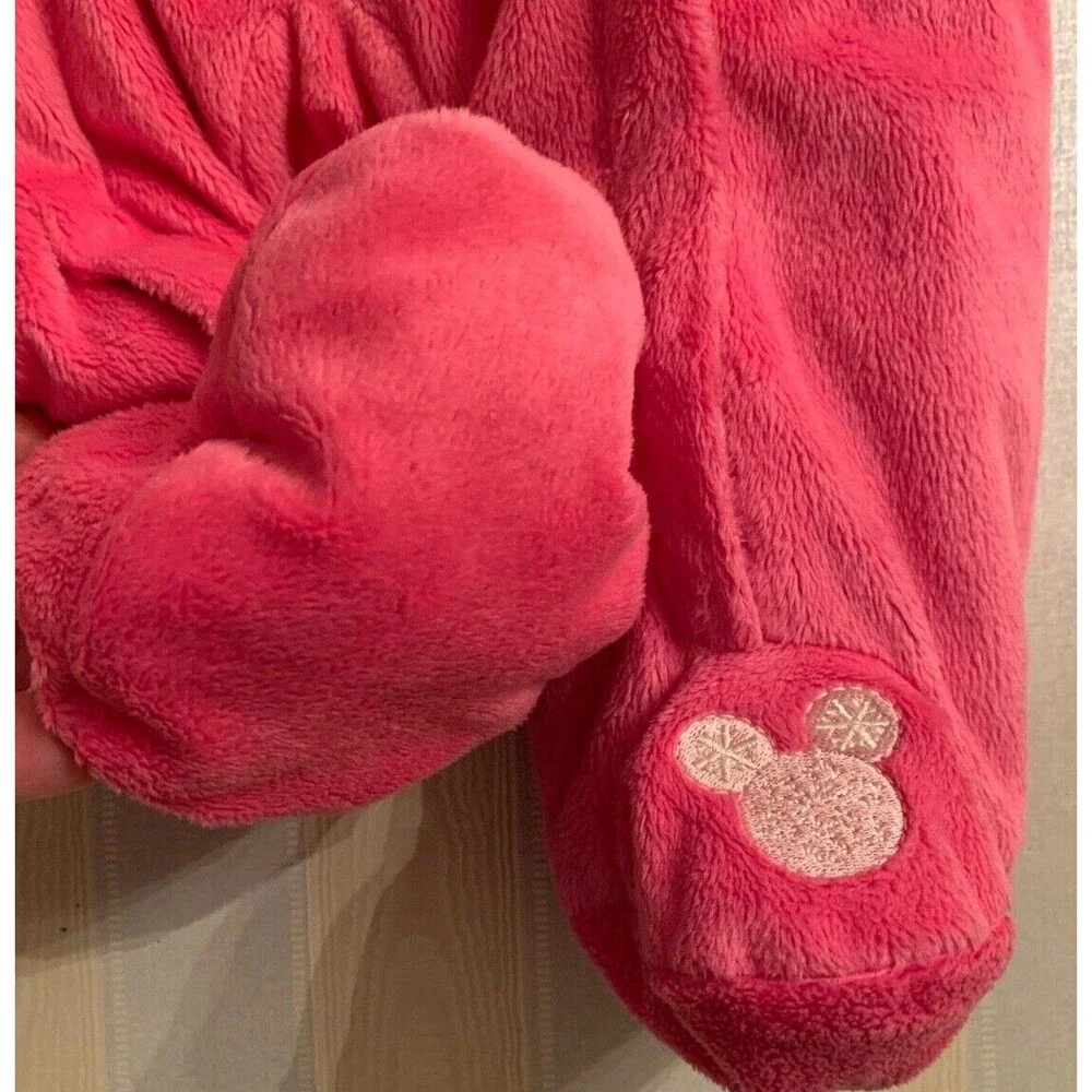 Minnie Mouse Disney Baby 3-6M PINK Cotton Lined Convertible 2 Zip Snowsuit